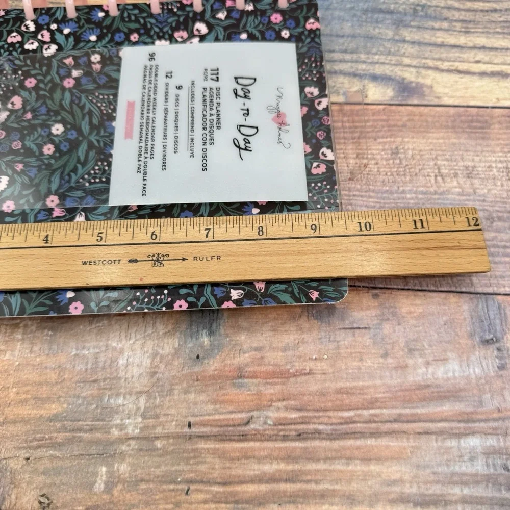 Maggie Holmes Day-To-Day 9 Disc Undated Planner Floral Black Pink Datebook